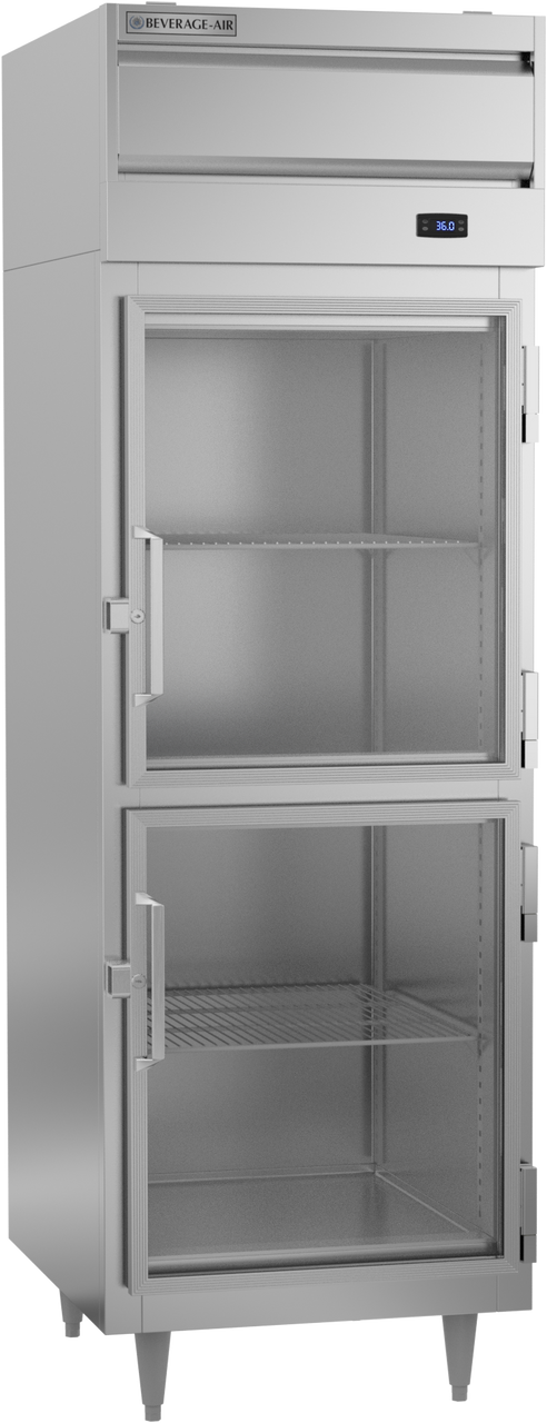 Beverage-Air - 27" P Series Stainless Steel Reach-In Refrigerator w/ 2 Glass Swing Half Doors - PR1HC-1BHG