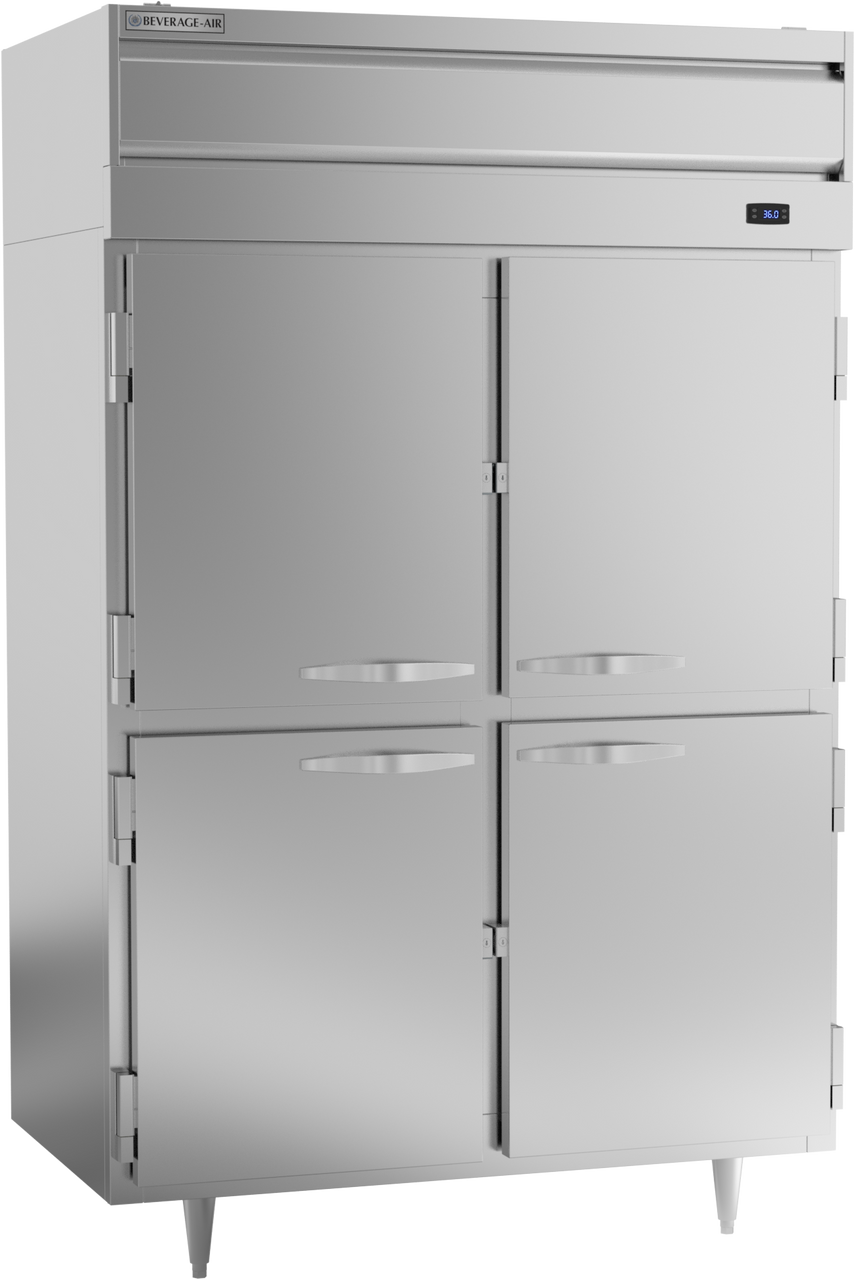 Beverage-Air - 52" P Series Stainless Steel Reach-In Refrigerator w/ 4 Solid Swing Half Doors - PR2HC-1AHS