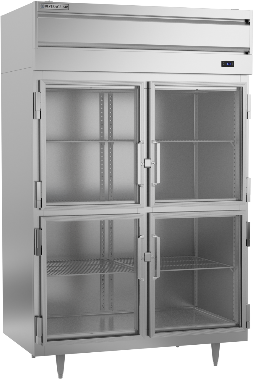 Beverage-Air - 52" P Series Stainless Steel Reach-In Refrigerator w/ 4 Glass Swing Half Doors - PR2HC-1BHG