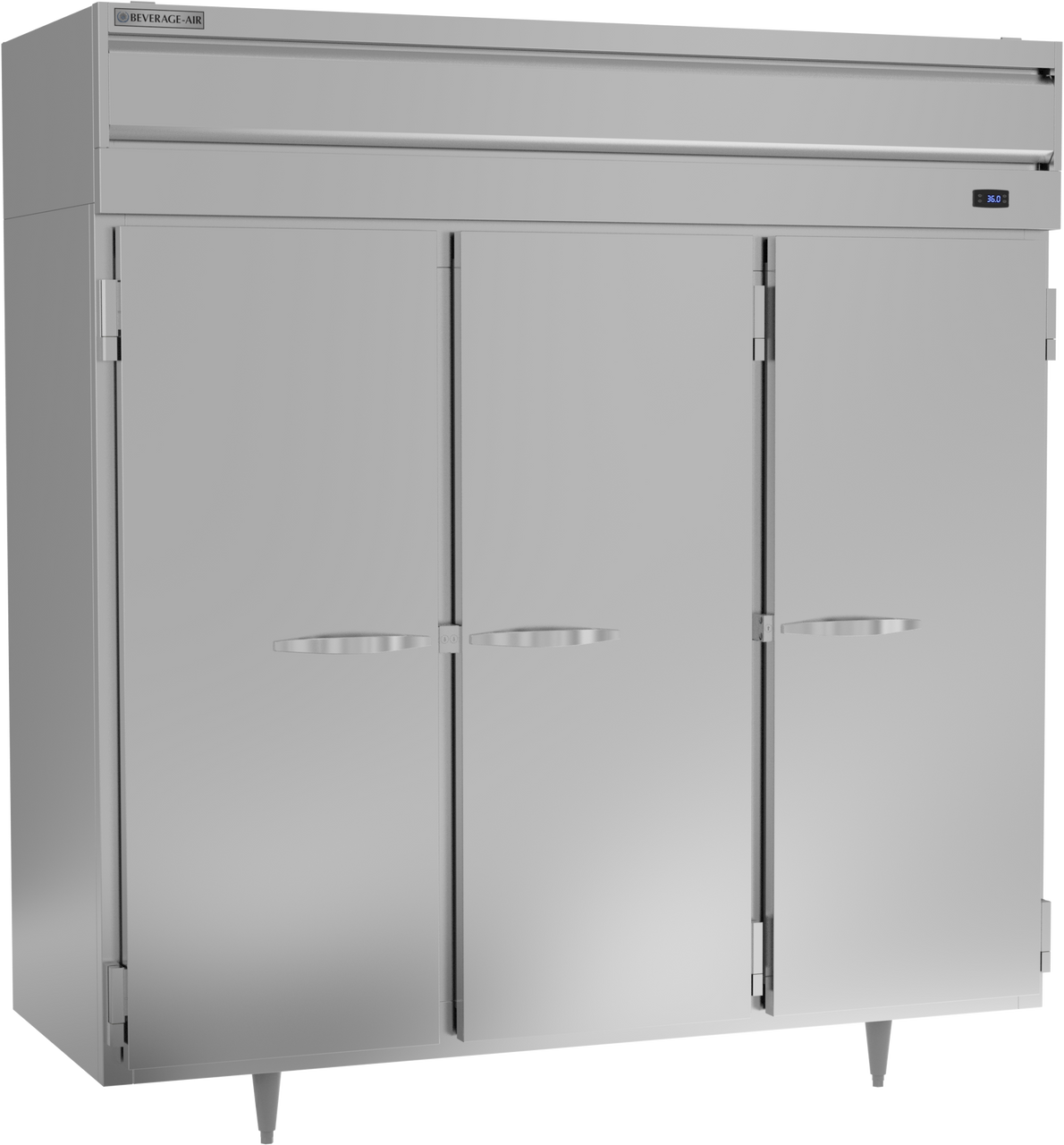 Beverage-Air - 78" P Series Stainless Steel Reach-In Refrigerator w/ 3 Solid Swing Doors - PR3HC-1AS
