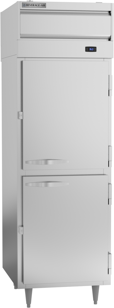 Beverage-Air - 27" P Series Stainless Steel Pass-Thru Refrigerator w/ 4 Solid Swing Half Doors - PRD1HC-1AHS