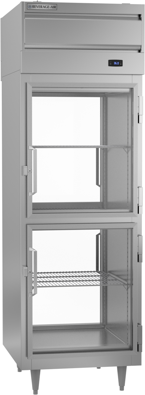 Beverage-Air - 27" P Series Stainless Steel Pass-Thru Refrigerator w/ 4 Glass Swing Half Doors - PRD1HC-1BHG