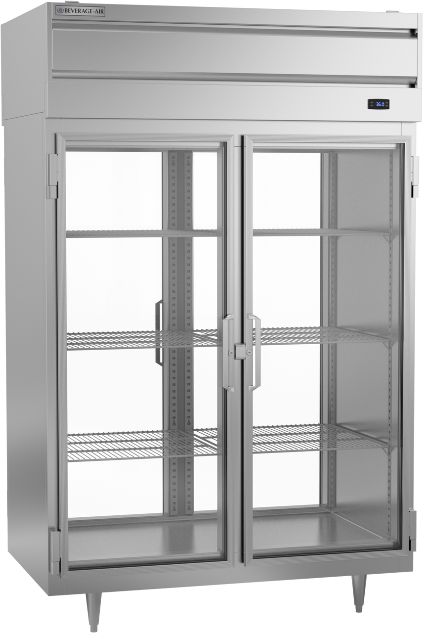 Beverage-Air - 52" P Series Stainless Steel Pass-Thru Refrigerator w/ 4 Glass Swing Doors - PRD2HC-1BG