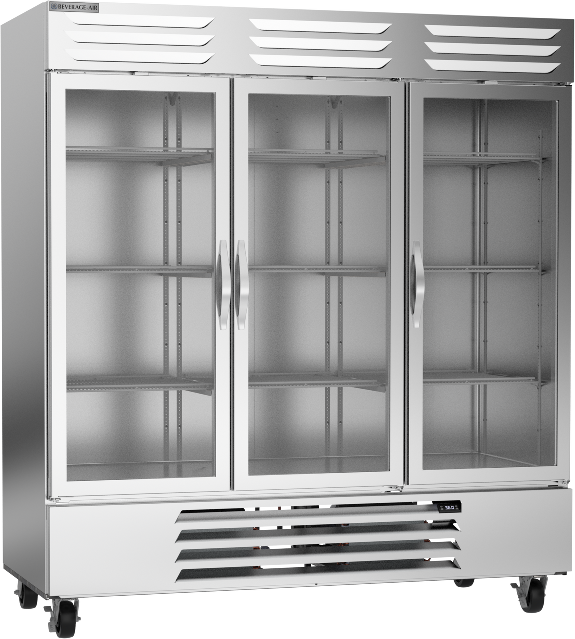 Beverage-Air - 75" Vista Reach-In Refrigerator w/ 3 Glass Swing Doors - RB72HC-1G