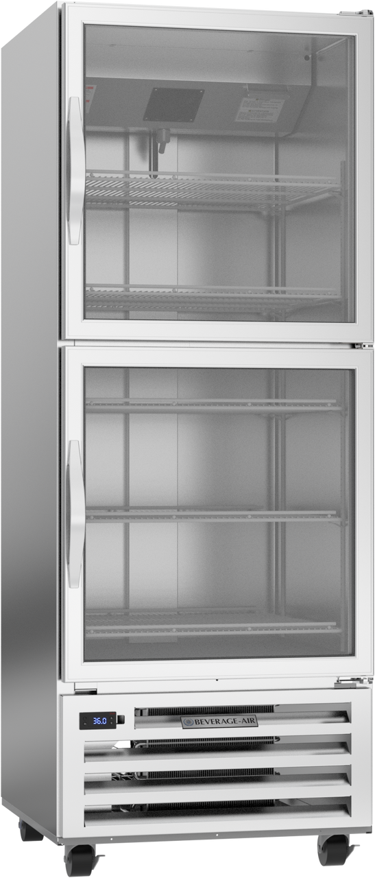 Beverage-Air - 27" RI Series Stainless Steel Reach-In Refrigerator w/ 2 Glass Swing Half Doors - RI18HC-HG