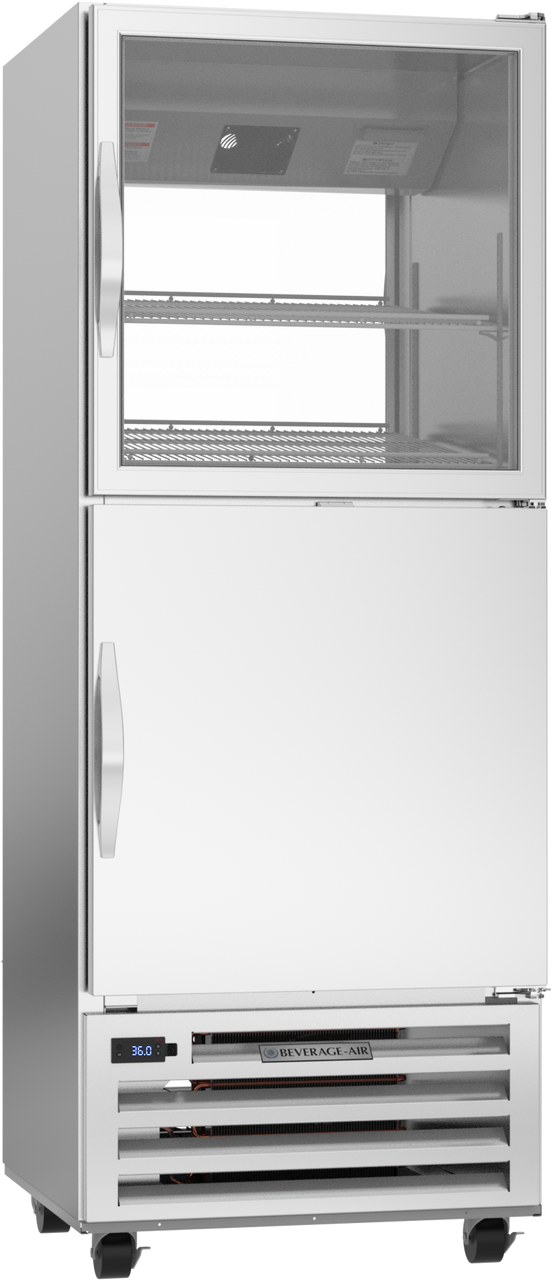 Beverage-Air - 27" RI Series Stainless Steel Pass-Thru Refrigerator w/ 2 Glass & 2 Solid Swing Half Doors - RID18HC-HGS