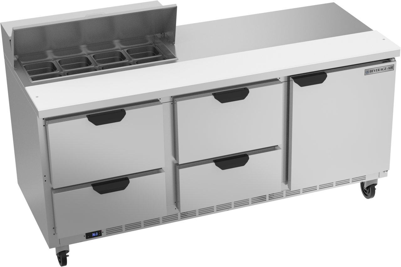 Beverage-Air - 72" Sandwich Prep Table w/ 4 Drawers & 1 Door - SPED72HC-08-4