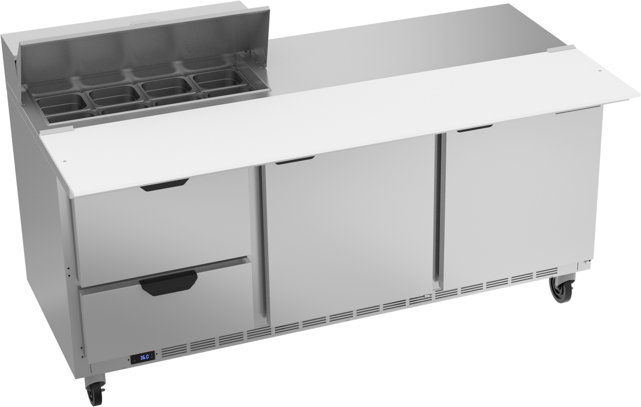 Beverage-Air - 72" Sandwich Prep Table w/ 2 Drawers, 2 Doors & 17" Cutting Board - SPED72HC-08C-2