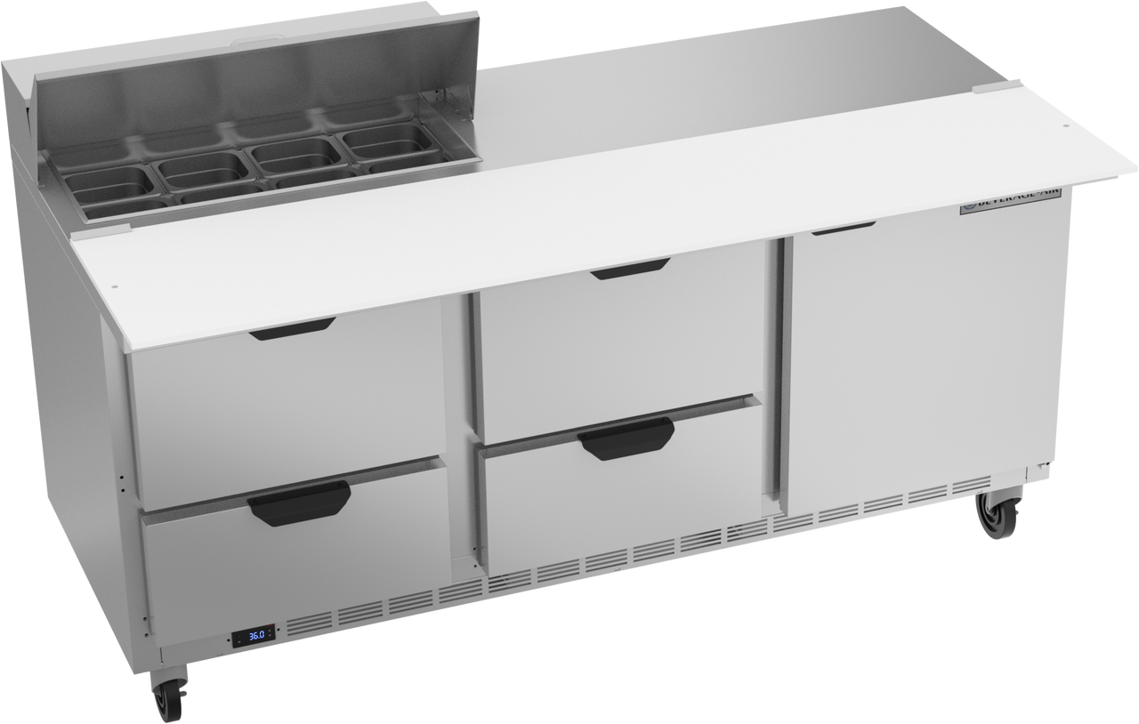 Beverage-Air - 72" Sandwich Prep Table w/ 4 Drawers, 1 Door & 17" Cutting Board - SPED72HC-08C-4