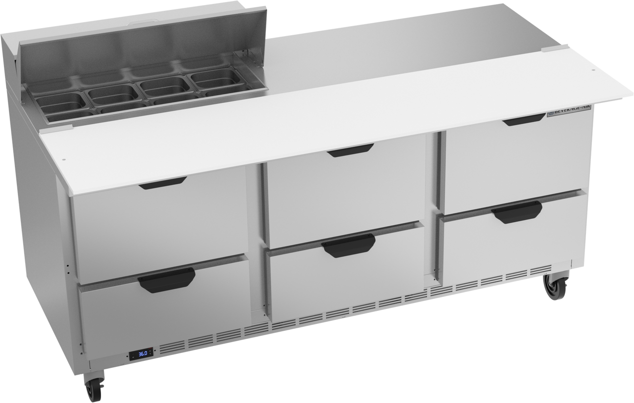 Beverage-Air - 72" Sandwich Prep Table w/ 6 Drawers & 17" Cutting Board - SPED72HC-08C-6