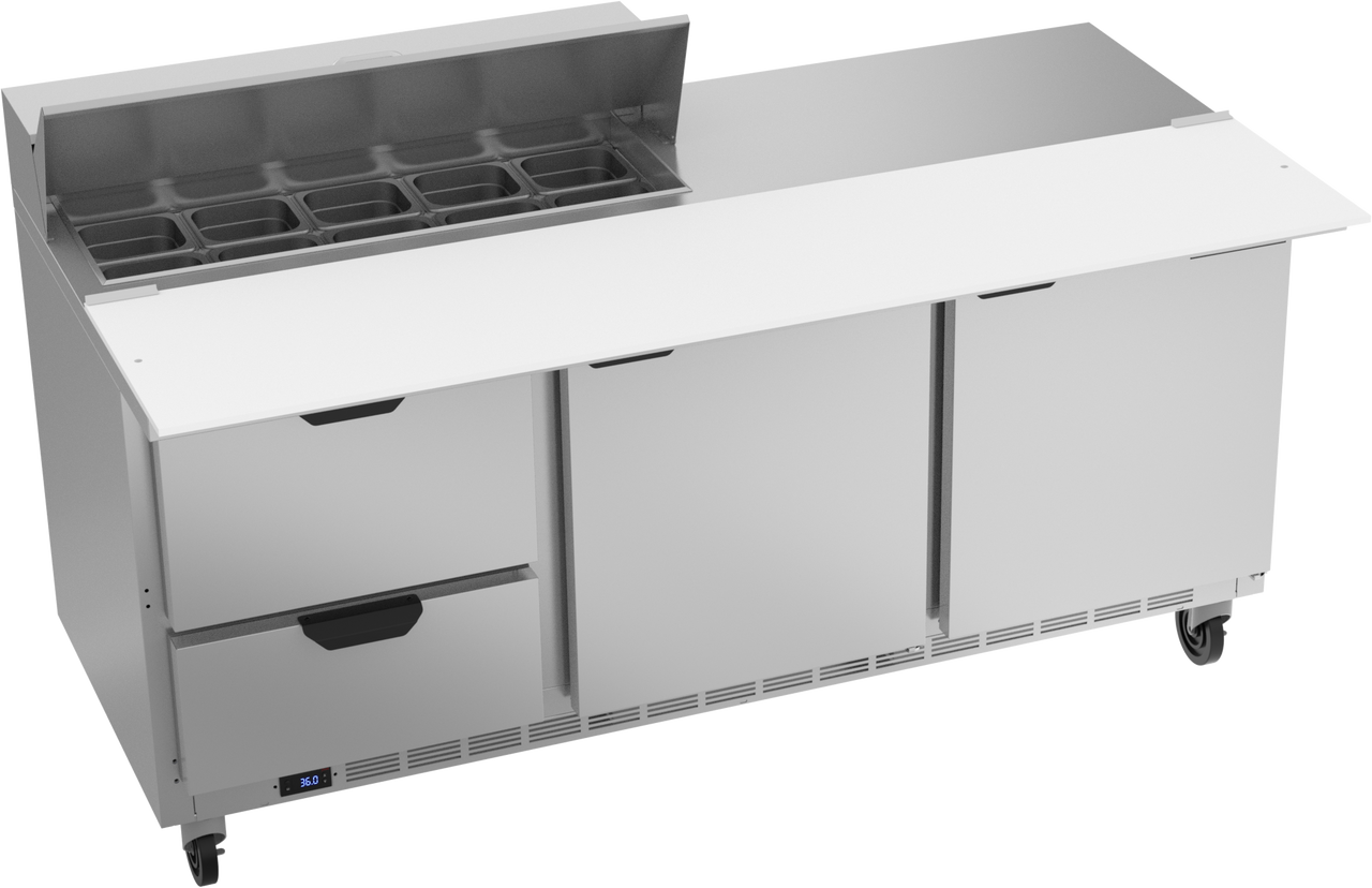 Beverage-Air - 72" Sandwich Prep Table w/ 2 Drawers, 2 Doors & 17" Cutting Board - SPED72HC-10C-2