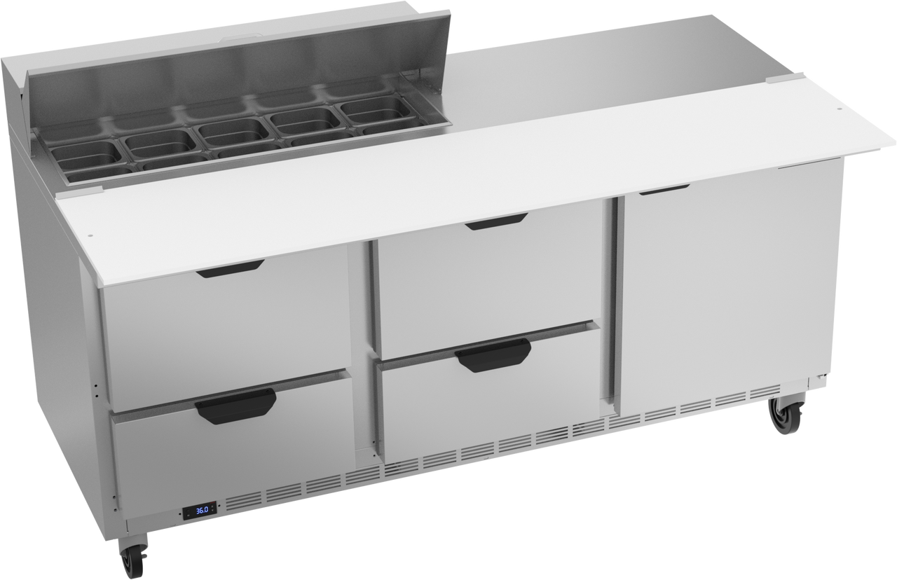 Beverage-Air - 72" Sandwich Prep Table w/ 4 Drawers, 1 Door & 17" Cutting Board - SPED72HC-10C-4