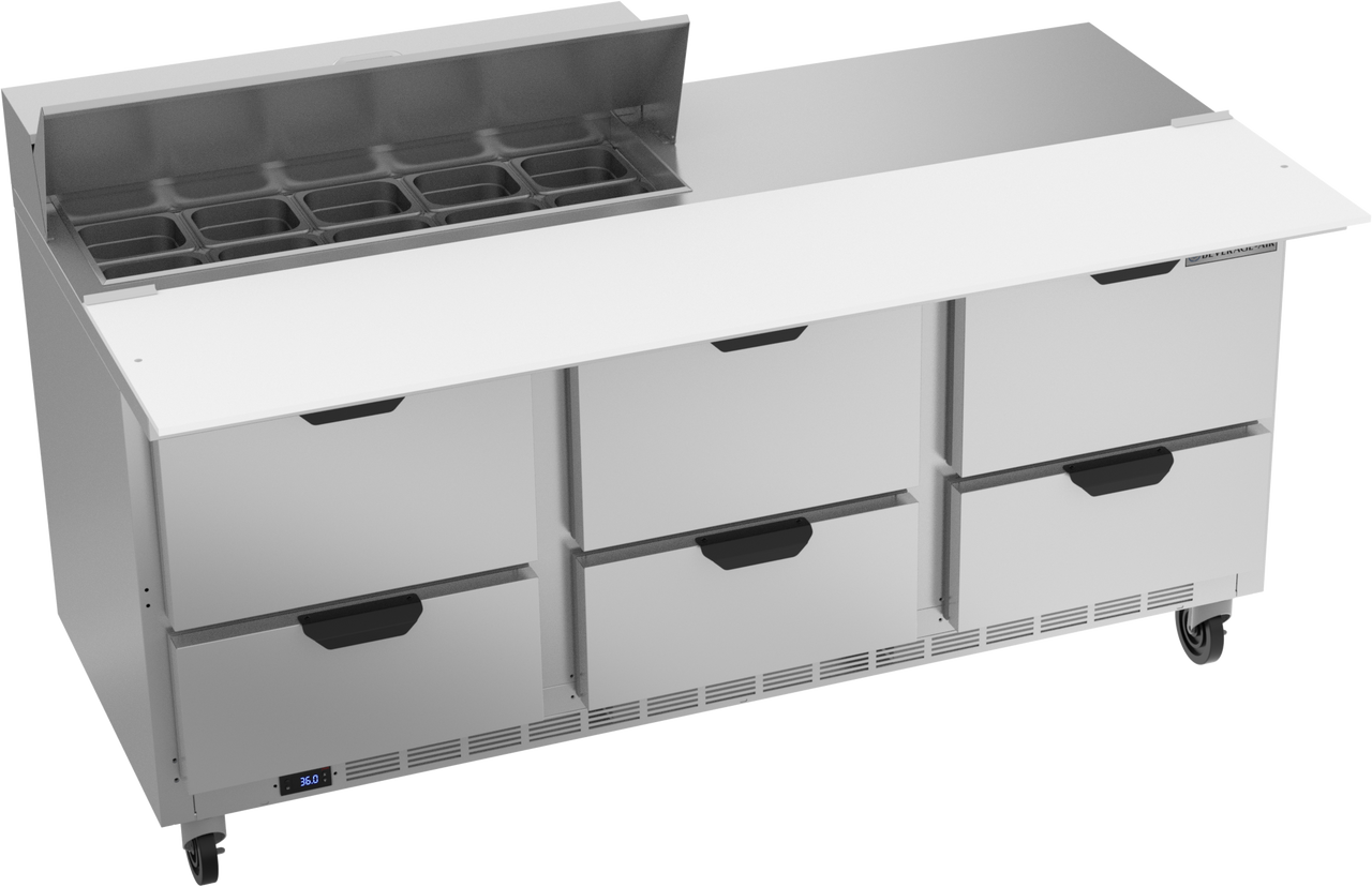 Beverage-Air - 72" Sandwich Prep Table w/ 6 Drawers & 17" Cutting Board - SPED72HC-10C-6