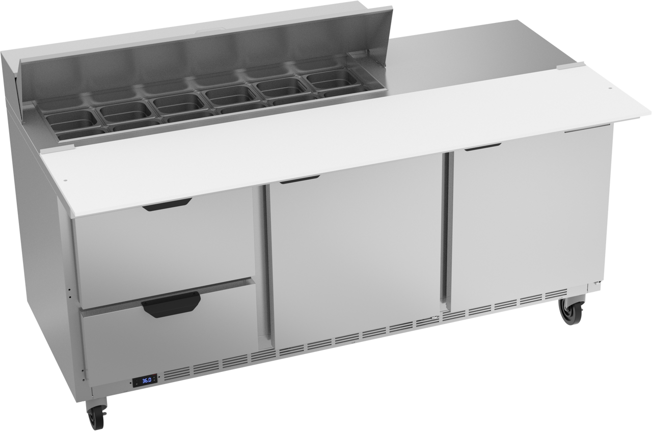 Beverage-Air - 72" Sandwich Prep Table w/ 2 Drawers, 2 Doors & 17" Cutting Board - SPED72HC-12C-2