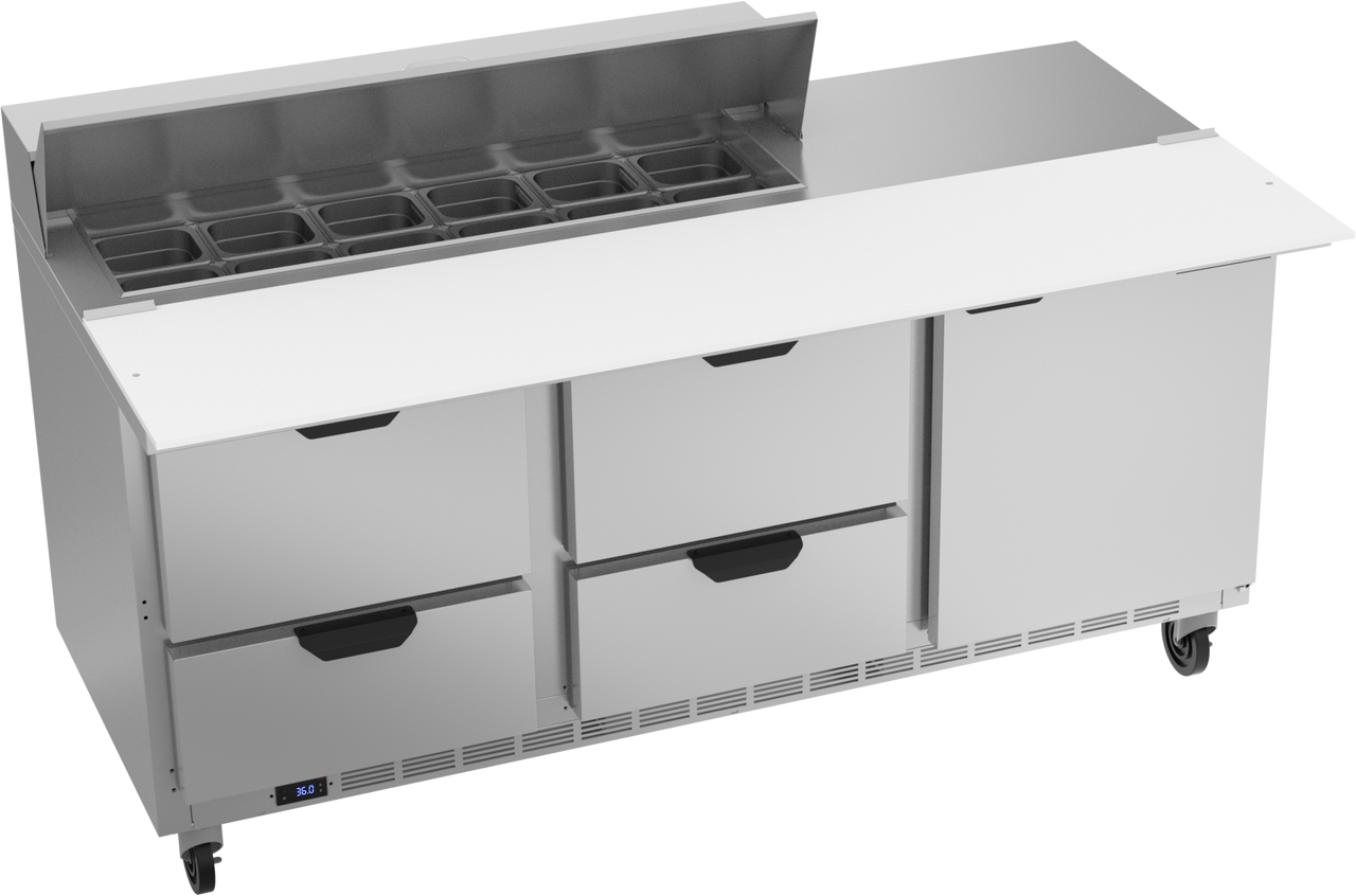 Beverage-Air - 72" Sandwich Prep Table w/ 4 Drawers, 1 Door & 17" Cutting Board - SPED72HC-12C-4