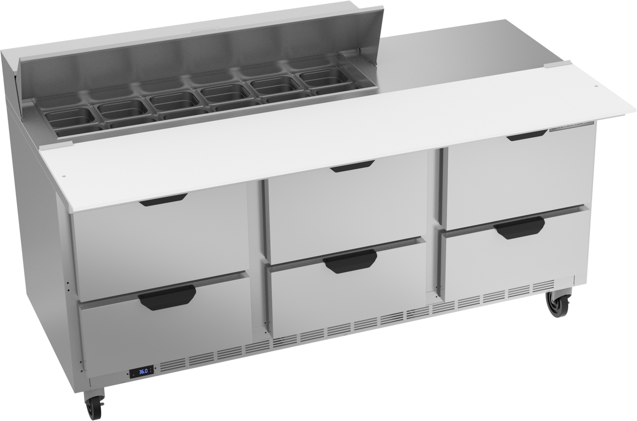 Beverage-Air - 72" Sandwich Prep Table w/ 6 Drawers & 17" Cutting Board - SPED72HC-12C-6