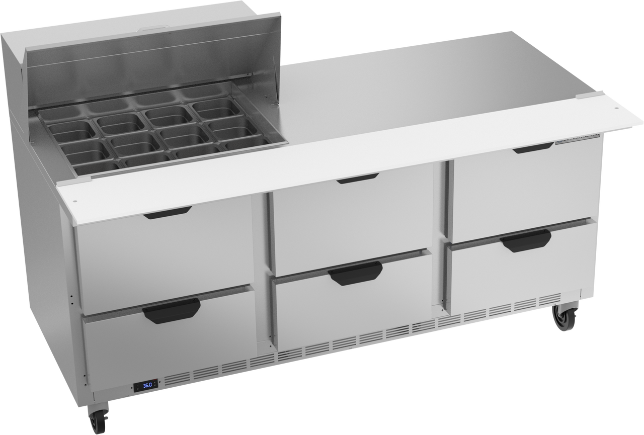 Beverage-Air - 72" Mega Top Sandwich Prep Table w/ 6 Drawers - SPED72HC-12M-6