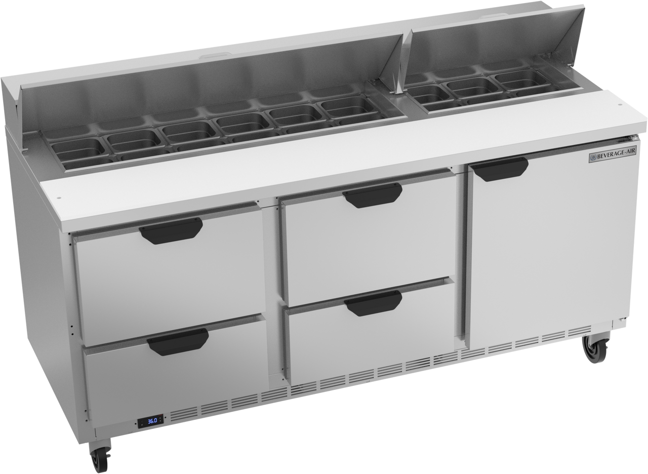 Beverage-Air - 72" Sandwich Prep Table w/ 4 Drawers & 1 Door - SPED72HC-18-4