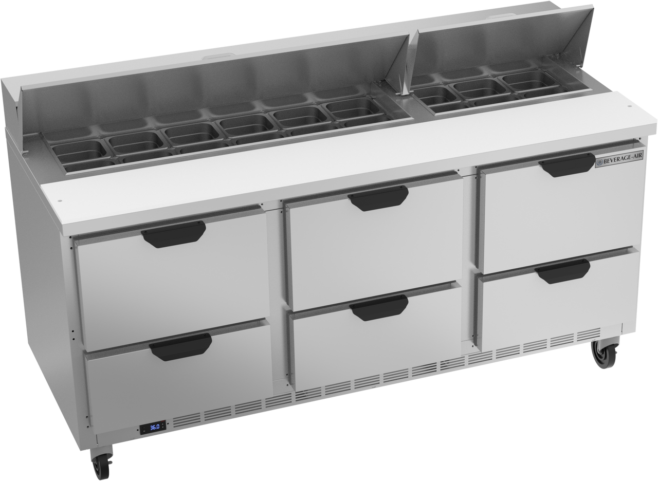 Beverage-Air - 72" Sandwich Prep Table w/ 6 Drawers - SPED72HC-18-6