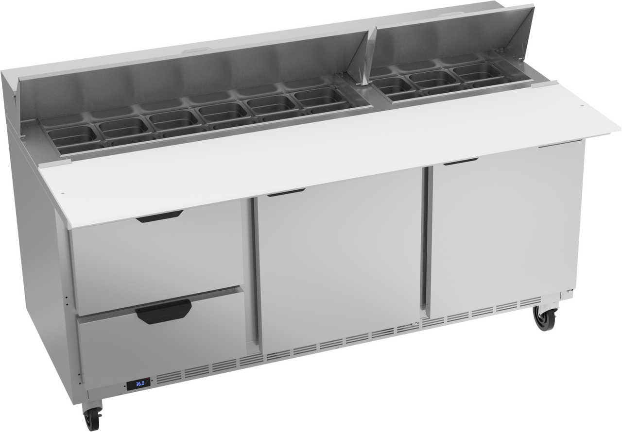 Beverage-Air - 72" Sandwich Prep Table w/ 2 Drawers, 2 Doors & 17" Cutting Board - SPED72HC-18C-2