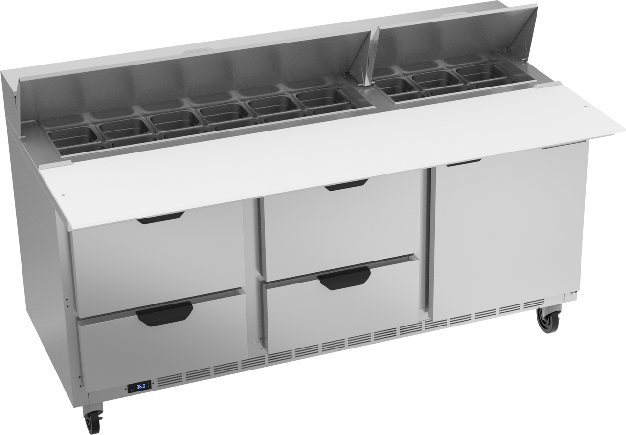 Beverage-Air - 72" Sandwich Prep Table w/ 4 Drawers, 1 Door & 17" Cutting Board - SPED72HC-18C-4