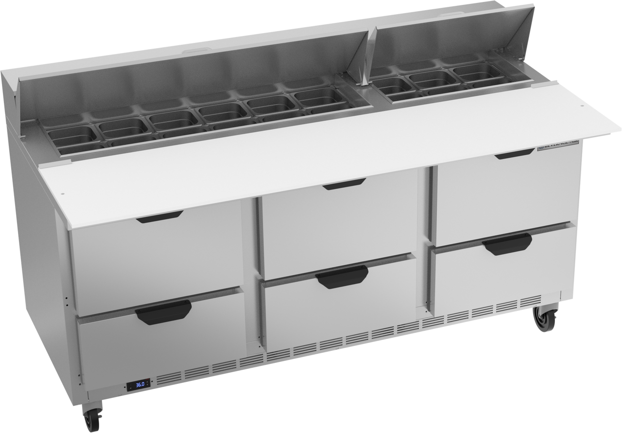 Beverage-Air - 72" Sandwich Prep Table w/ 6 Drawers & 17" Cutting Board - SPED72HC-18C-6