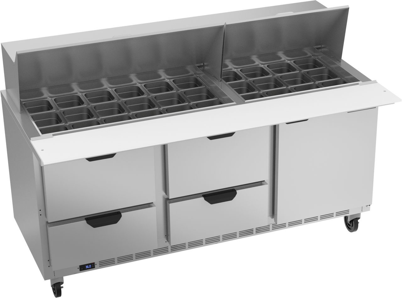Beverage-Air - 72" Mega Top Sandwich Prep Table w/ 4 Drawers & 1 Door - SPED72HC-30M-4