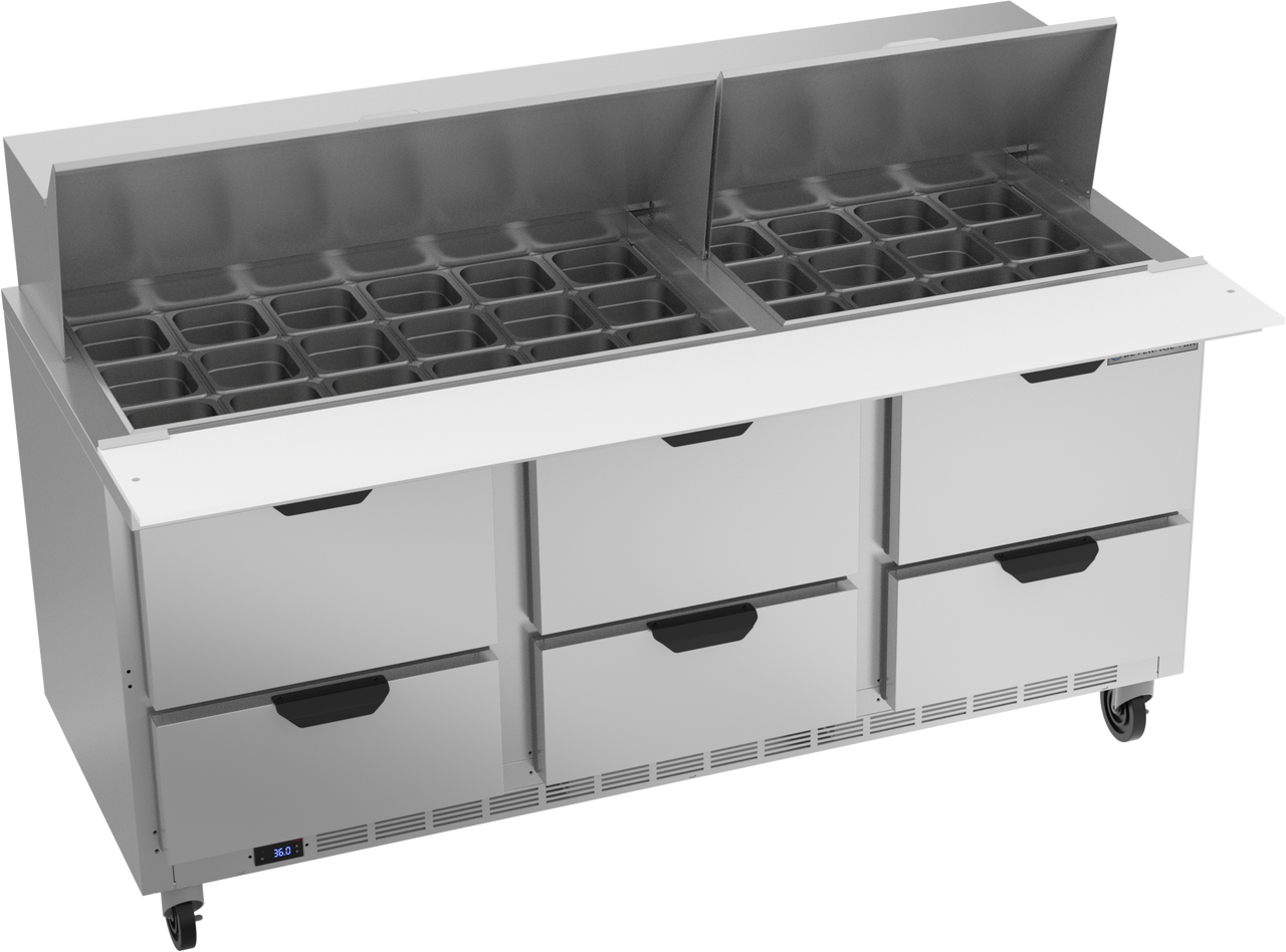 Beverage-Air - 72" Mega Top Sandwich Prep Table w/ 6 Drawers - SPED72HC-30M-6