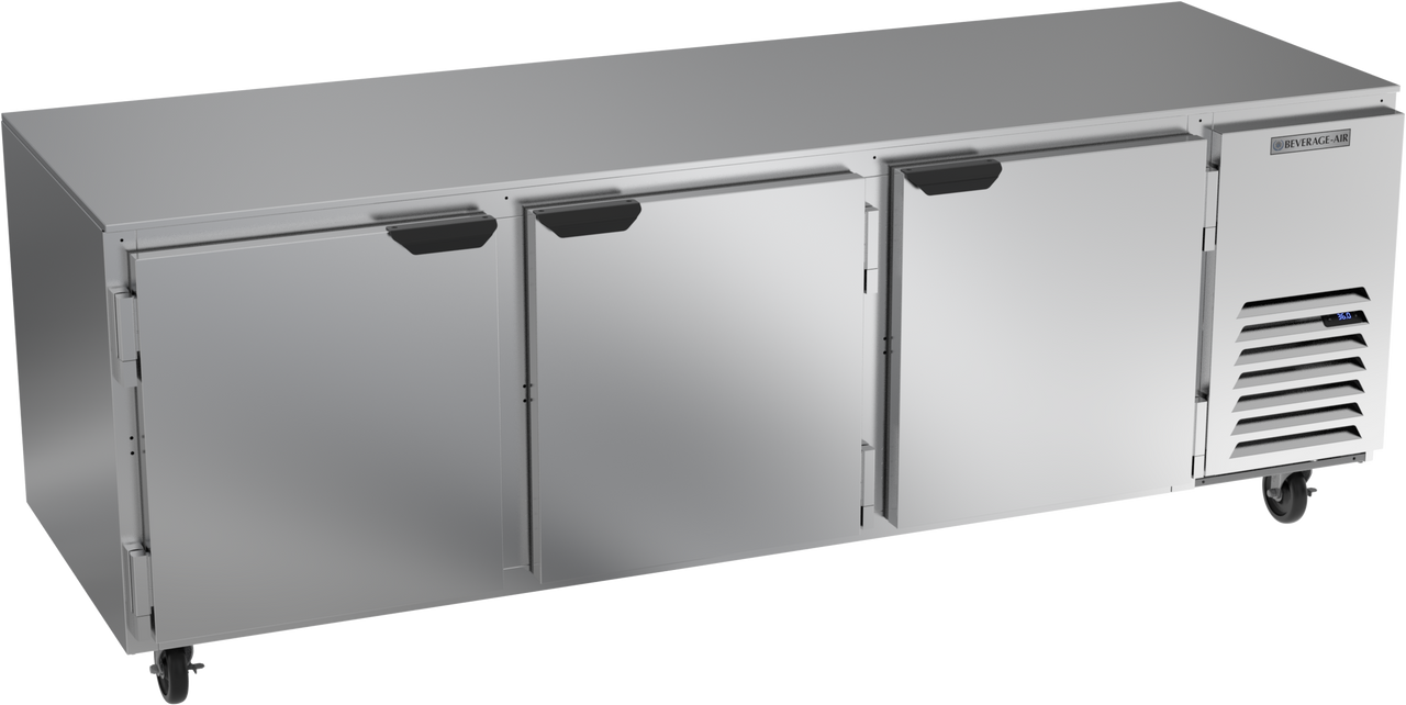 Beverage-Air - 93" Mobile Undercounter Refrigerator w/ 3 Solid Swing Doors - UCR93AHC