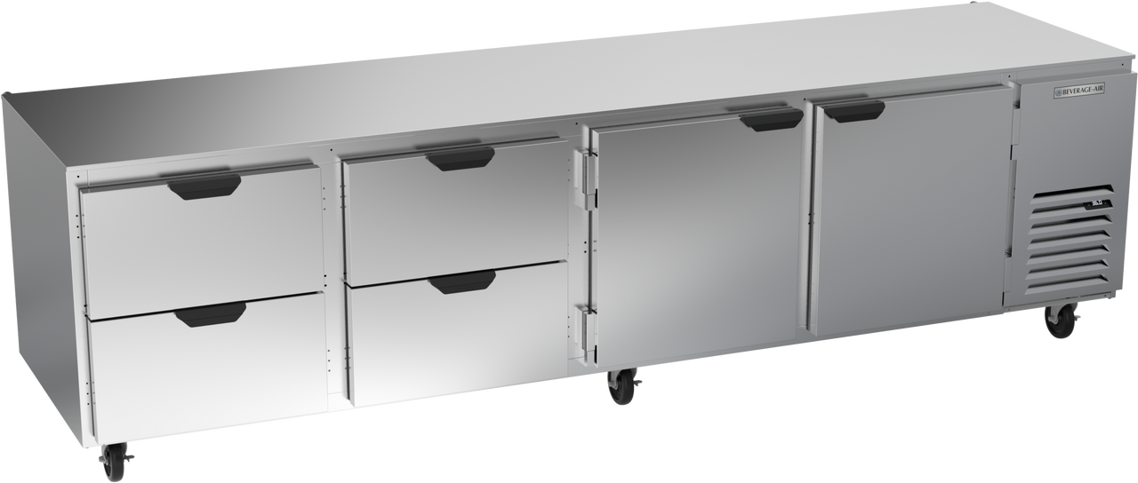 Beverage-Air - 119" Mobile Undercounter Refrigerator w/ 2 Solid Swing Doors & 4 Drawers - UCRD119AHC-4