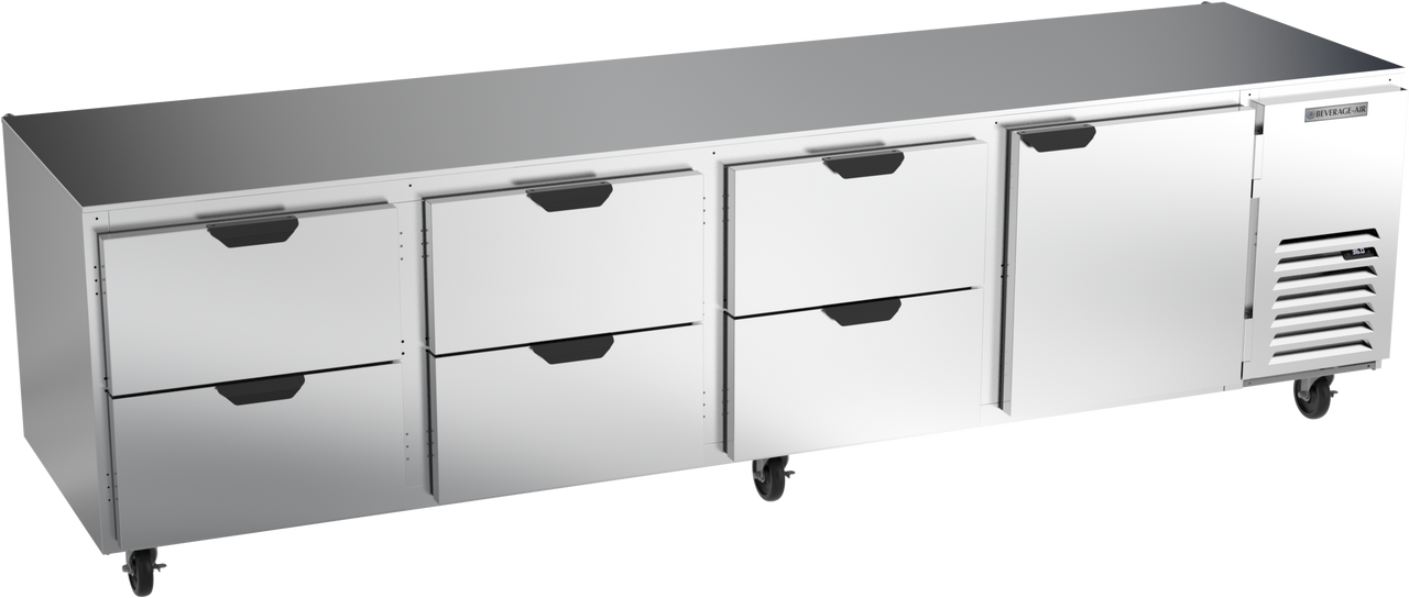 Beverage-Air - 119" Mobile Undercounter Refrigerator w/ 1 Solid Swing Door & 6 Drawers - UCRD119AHC-6