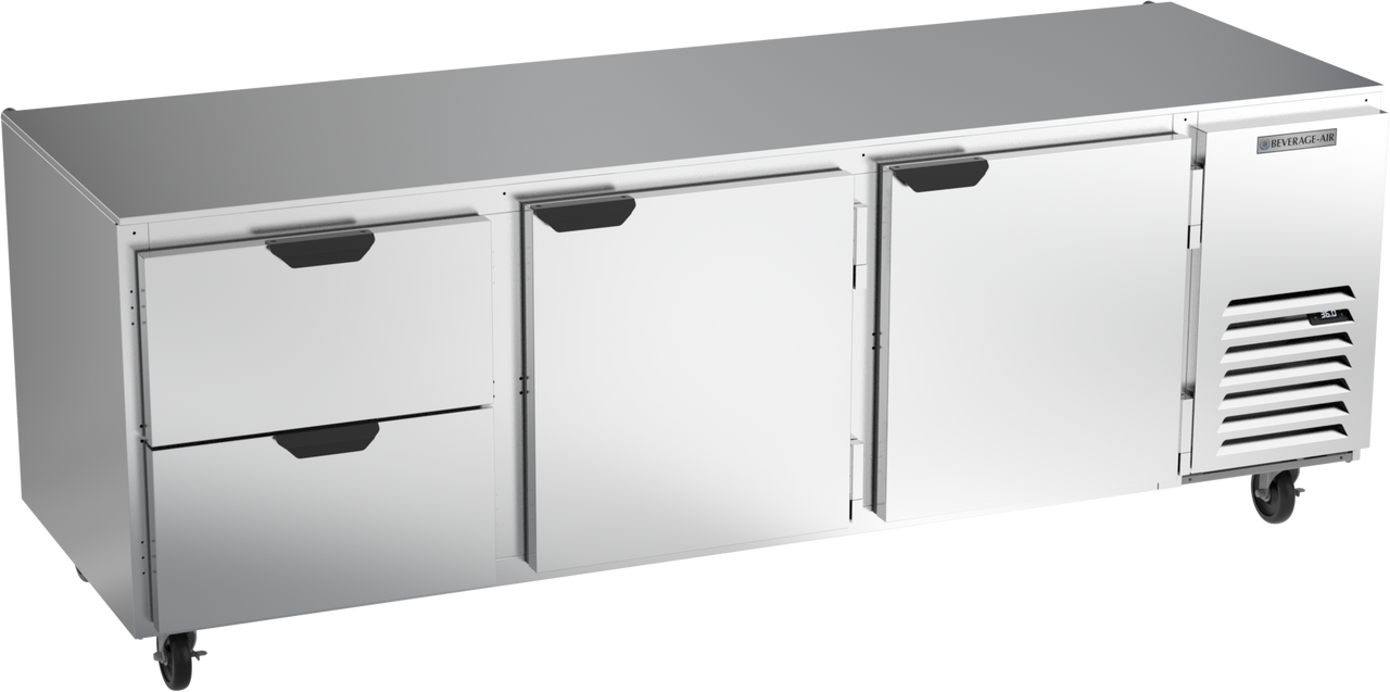 Beverage-Air - 93" Mobile Undercounter Refrigerator w/ 2 Solid Swing Doors & 2 Drawers - UCRD93AHC-2