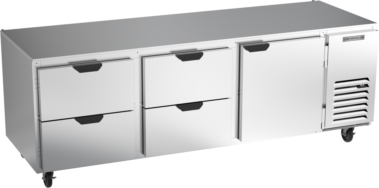 Beverage-Air - 93" Mobile Undercounter Refrigerator w/ 1 Solid Swing Door & 4 Drawers - UCRD93AHC-4