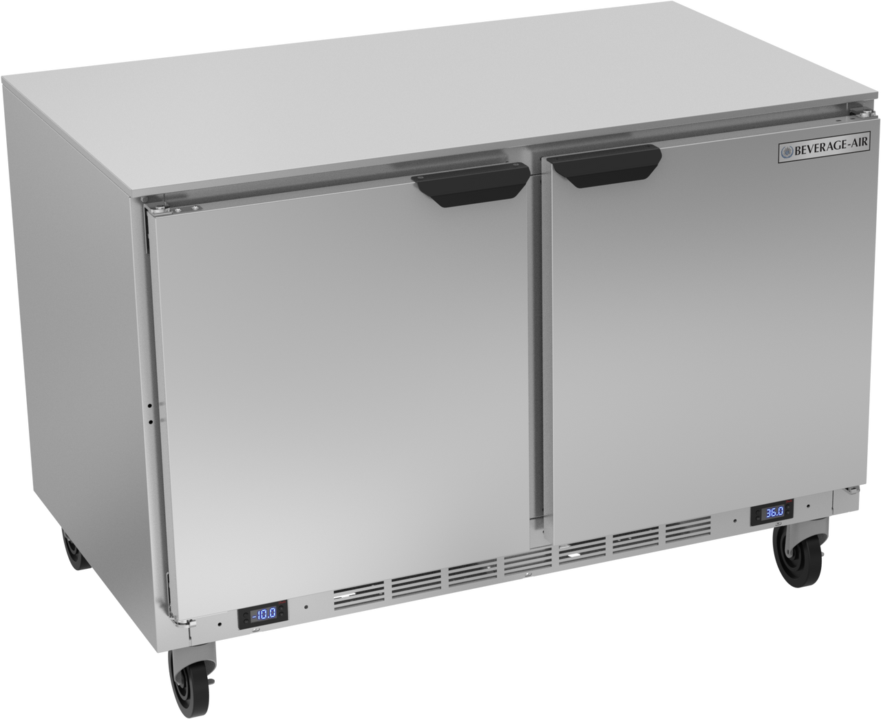 Beverage-Air - 48" Mobile Undercounter Refrigerator/Freezer w/ 2 Solid Swing Doors - UCRF48AHC