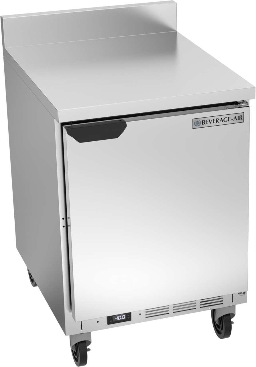 Beverage-Air - 24" Mobile Worktop Freezer w/ 1 Solid Swing Door & Foamed-In Backsplash - WTF24AHC-FIP
