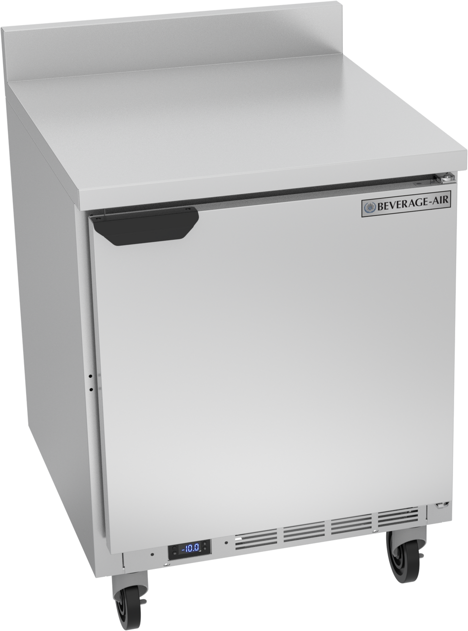 Beverage-Air - 27" Mobile Worktop Freezer w/ 1 Solid Swing Door & Foamed-In Backsplash - WTF27AHC-FIP
