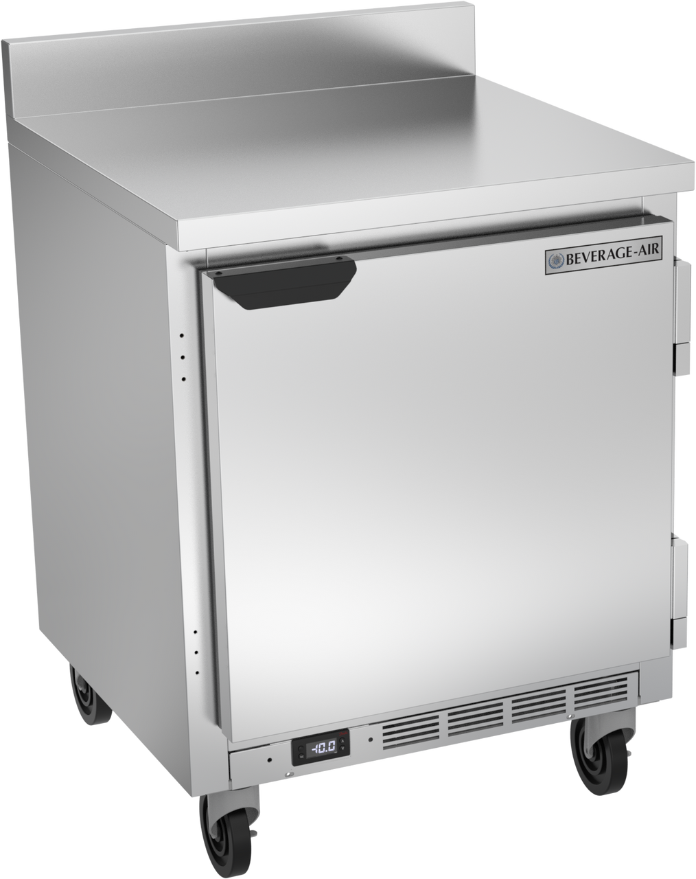 Beverage-Air - 27" Mobile Worktop Shallow Depth Freezer w/ 1 Solid Swing Door & Foamed-In Backsplash - WTF27HC-FIP