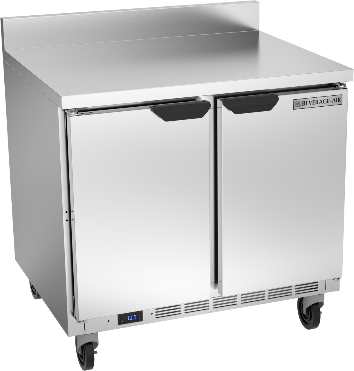 Beverage-Air - 36" Mobile Worktop Freezer w/ 2 Solid Swing Doors & Foamed-In Backsplash - WTF36AHC-FIP