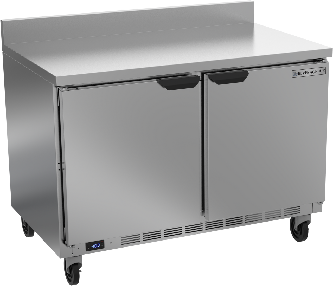 Beverage-Air - 48" Mobile Worktop Freezer w/ 2 Solid Swing Doors & Foamed-In Backsplash - WTF48AHC-FIP