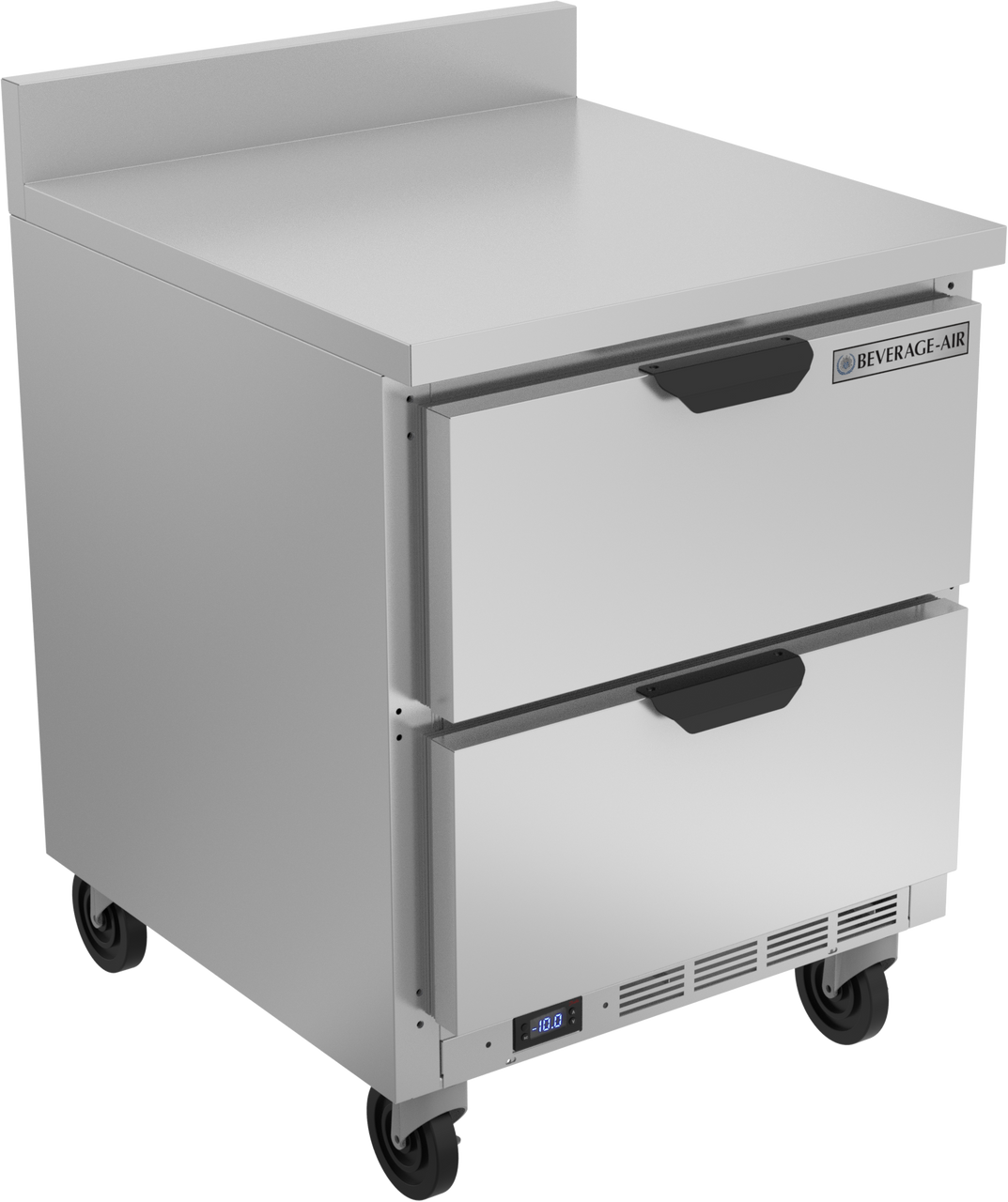 Beverage-Air - 27" Mobile Worktop Freezer w/ 2 Drawers & Foamed-In Backsplash - WTFD27AHC-2-FIP