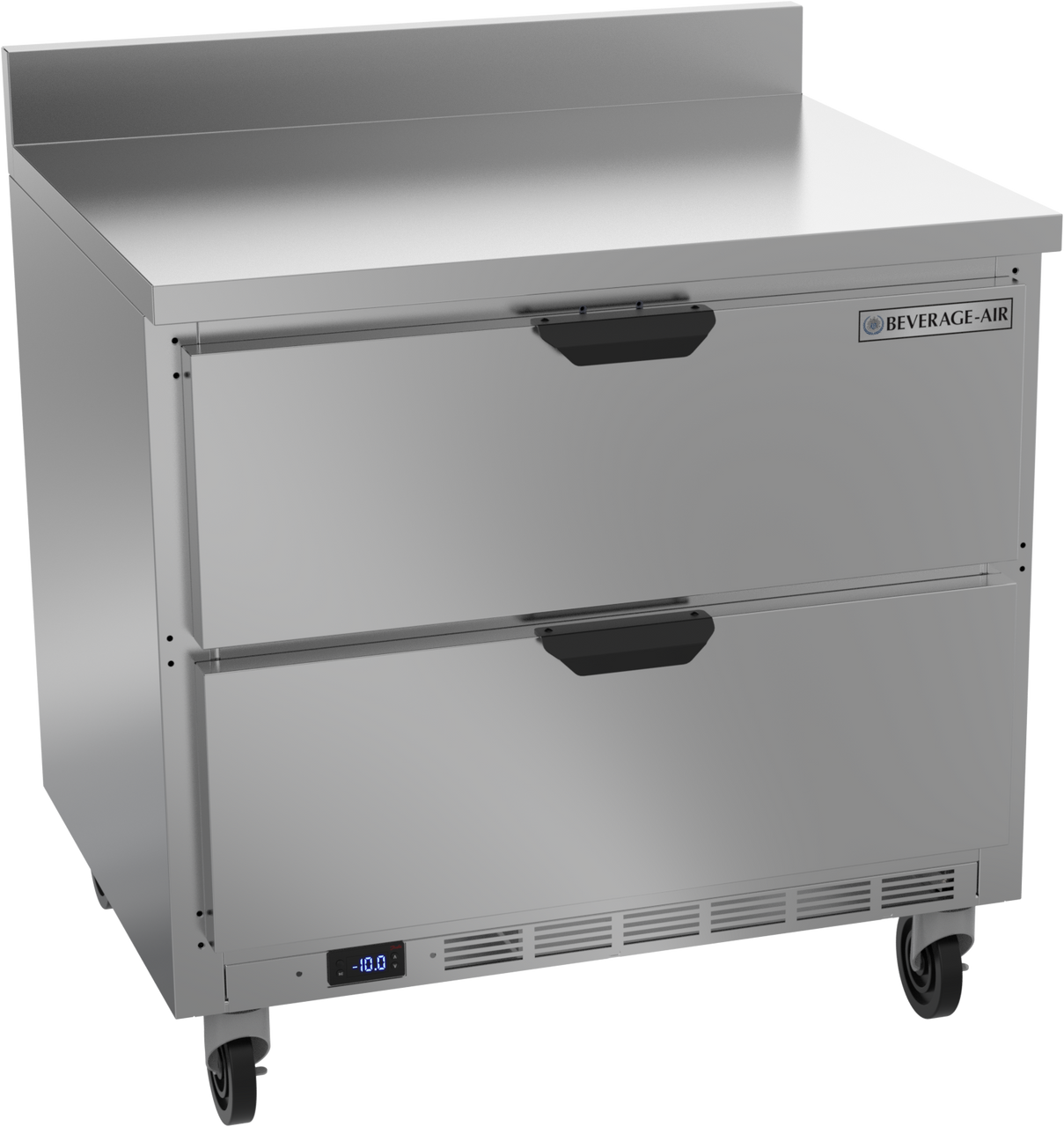 Beverage-Air - 36" Mobile Worktop Freezer w/ 2 Drawers & Foamed-In Backsplash - WTFD36AHC-2-FIP