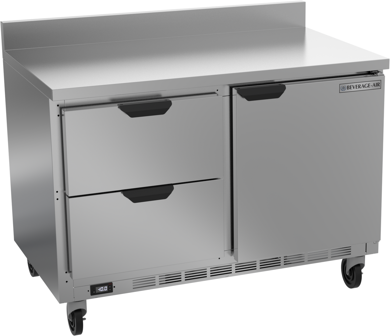 Beverage-Air - 48" Mobile Worktop Freezer w/ 2 Drawers, 1 Door & Foamed-In Backsplash - WTFD48AHC-2-FIP