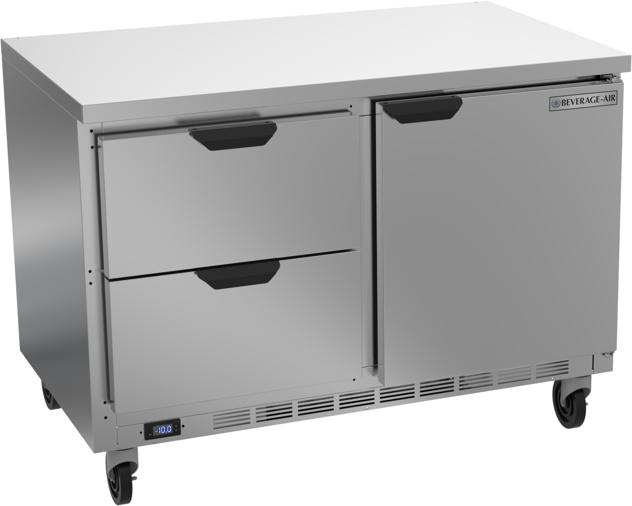 Beverage-Air - 48" Mobile Worktop Freezer w/ 2 Drawers, 1 Door - WTFD48AHC-2-FLT