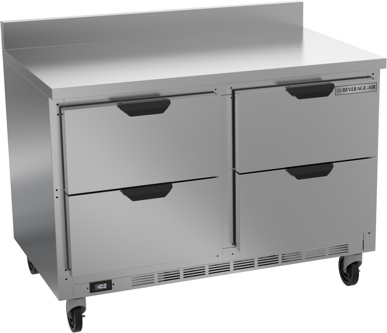 Beverage-Air - 48" Mobile Worktop Freezer w/ 4 Drawers & Foamed-In Backsplash - WTFD48AHC-4-FIP
