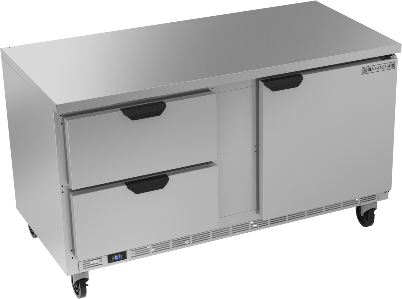 Beverage-Air - 60" Mobile Worktop Freezer w/ 2 Drawer & 1 Door - WTFD60AHC-2-FLT