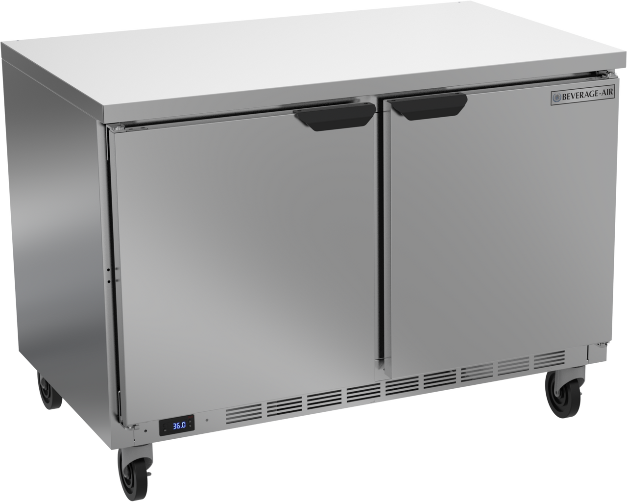 Beverage-Air - 48" Mobile Worktop Refrigerator w/ 2 Solid Swing Doors - WTR48AHC-FLT