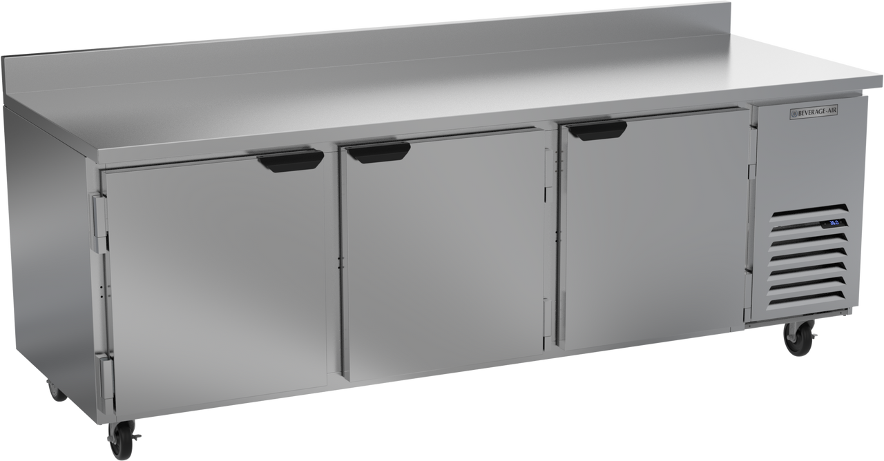 Beverage-Air - 93" Mobile Worktop Refrigerator w/ 3 Solid Swing Doors - WTR93AHC