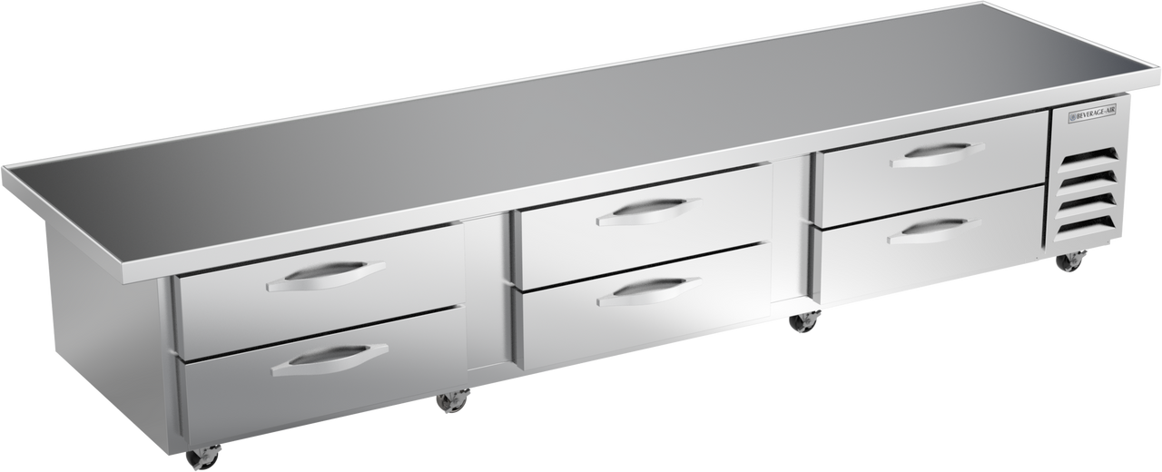 Beverage-Air - 112" Chef Base Refrigerator w/ 6 Drawers & Overhang - WTRCS112HC-120