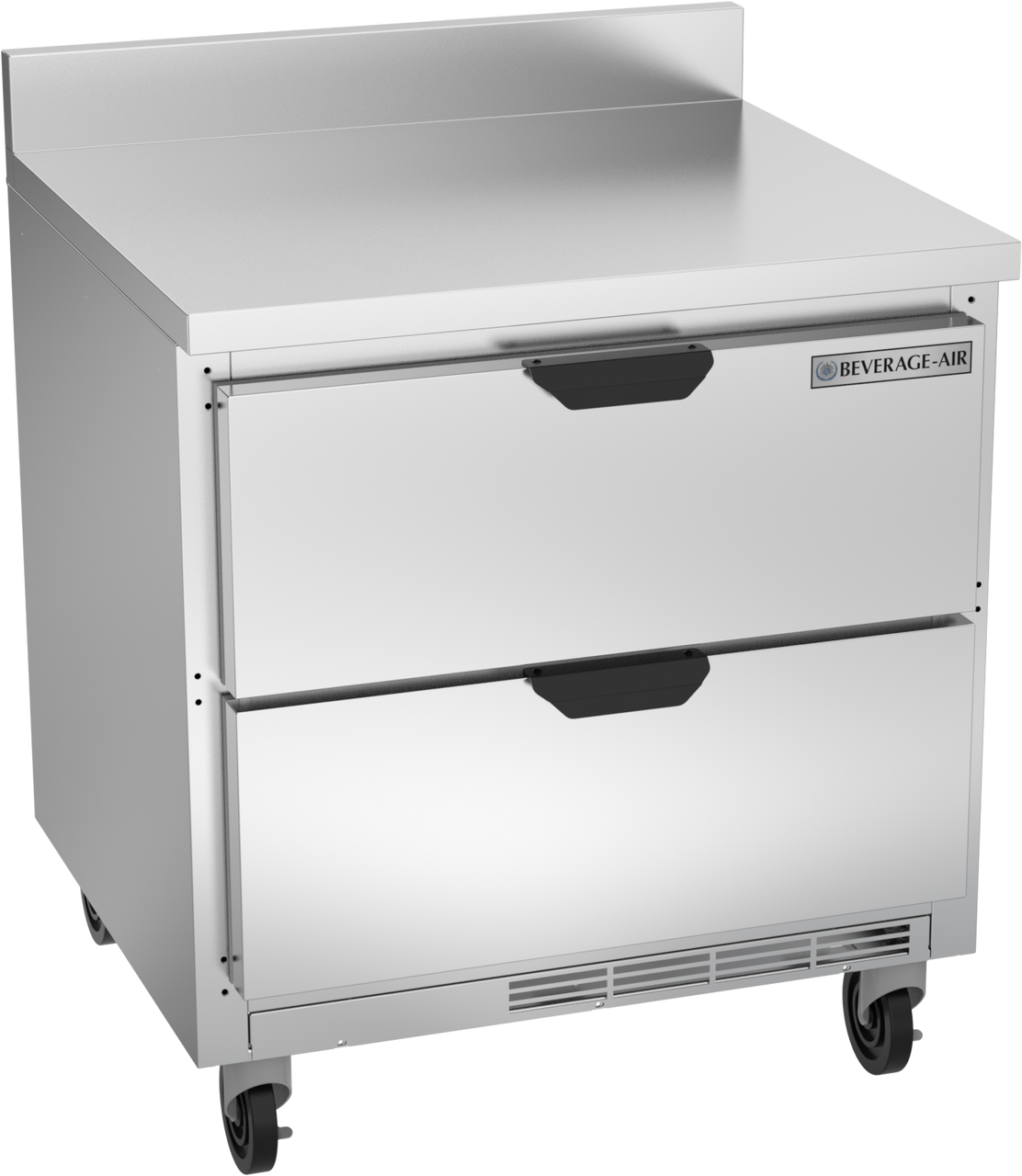 Beverage-Air - 32" Mobile Worktop Refrigerator w/ 2 Drawers & Foamed-In Backsplash - WTRD32AHC-2-FIP