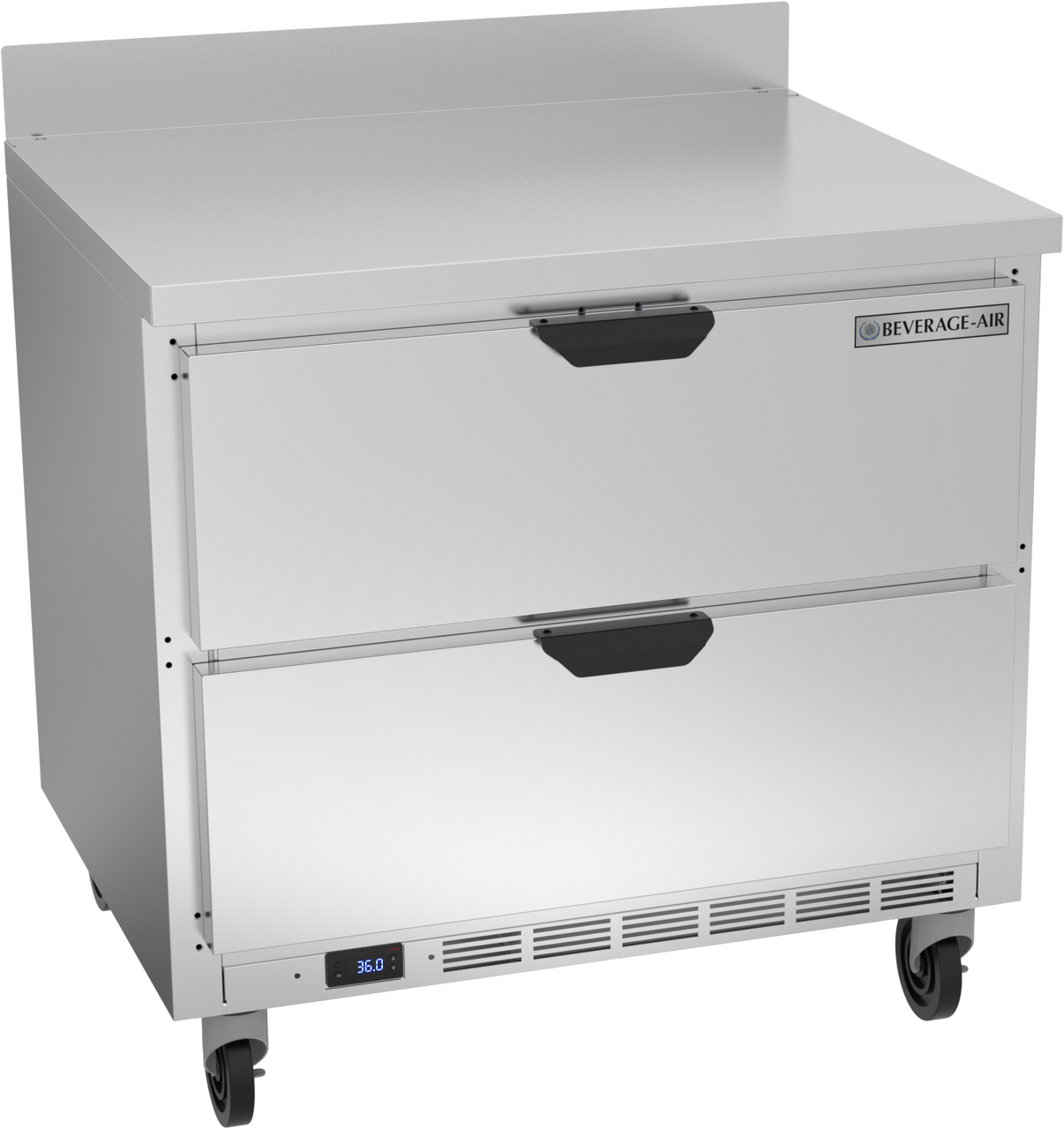 Beverage-Air - 36" Mobile Worktop Refrigerator w/ 2 Drawers - WTRD36AHC-2